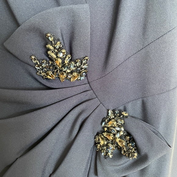 GIA FRANCO - 12921 EMBELLISHED BATEAU TRUMPET DRESS WITH SLIT - Navy Size 16 - Picture 2 of 16